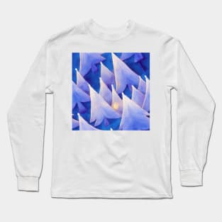 Watercolor Blue and White Christmas Trees Long Sleeve T-Shirt